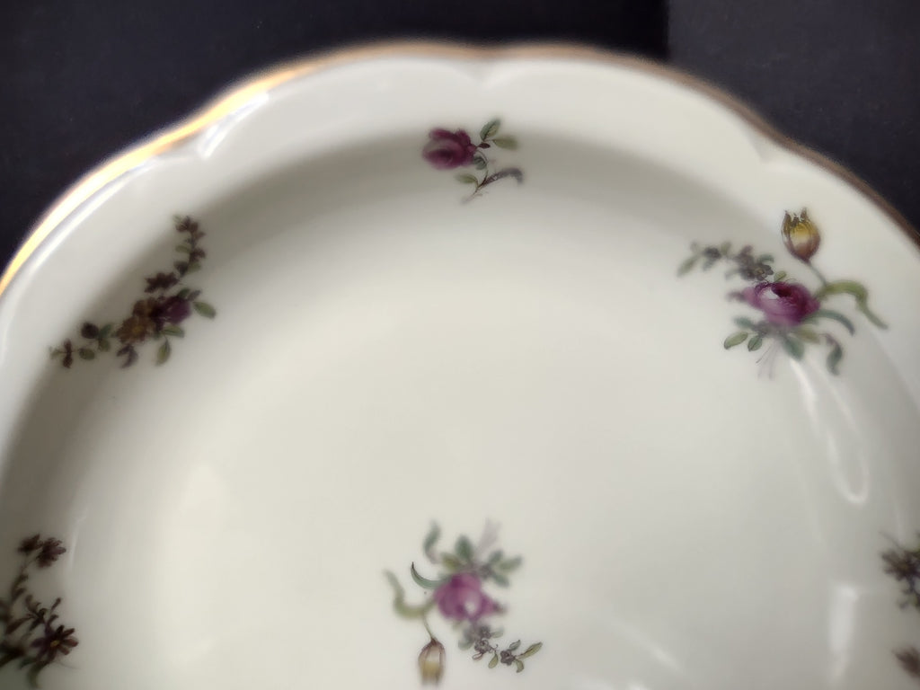 Haviland Limoges 2 x Cream Soup Spaghetti Bowl Peony Flower Cream Color (lot 925)