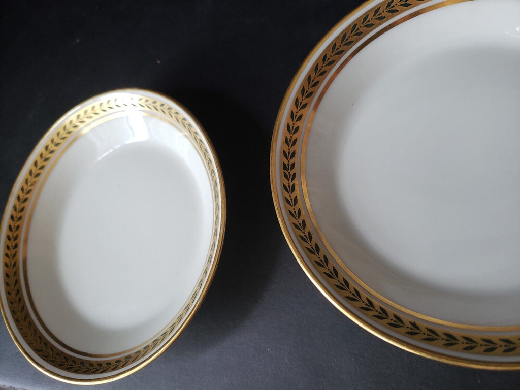 JP Limoges France Gold Trim Green Laurel 2 x Small Bowl 5" (lot 598)