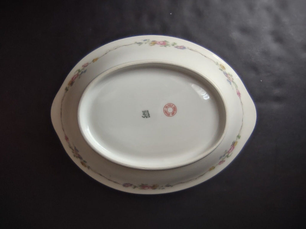 Vintage GDA Limoges Gold Trim Oval Serving Bowl Summer Flower Garland (lot 688)