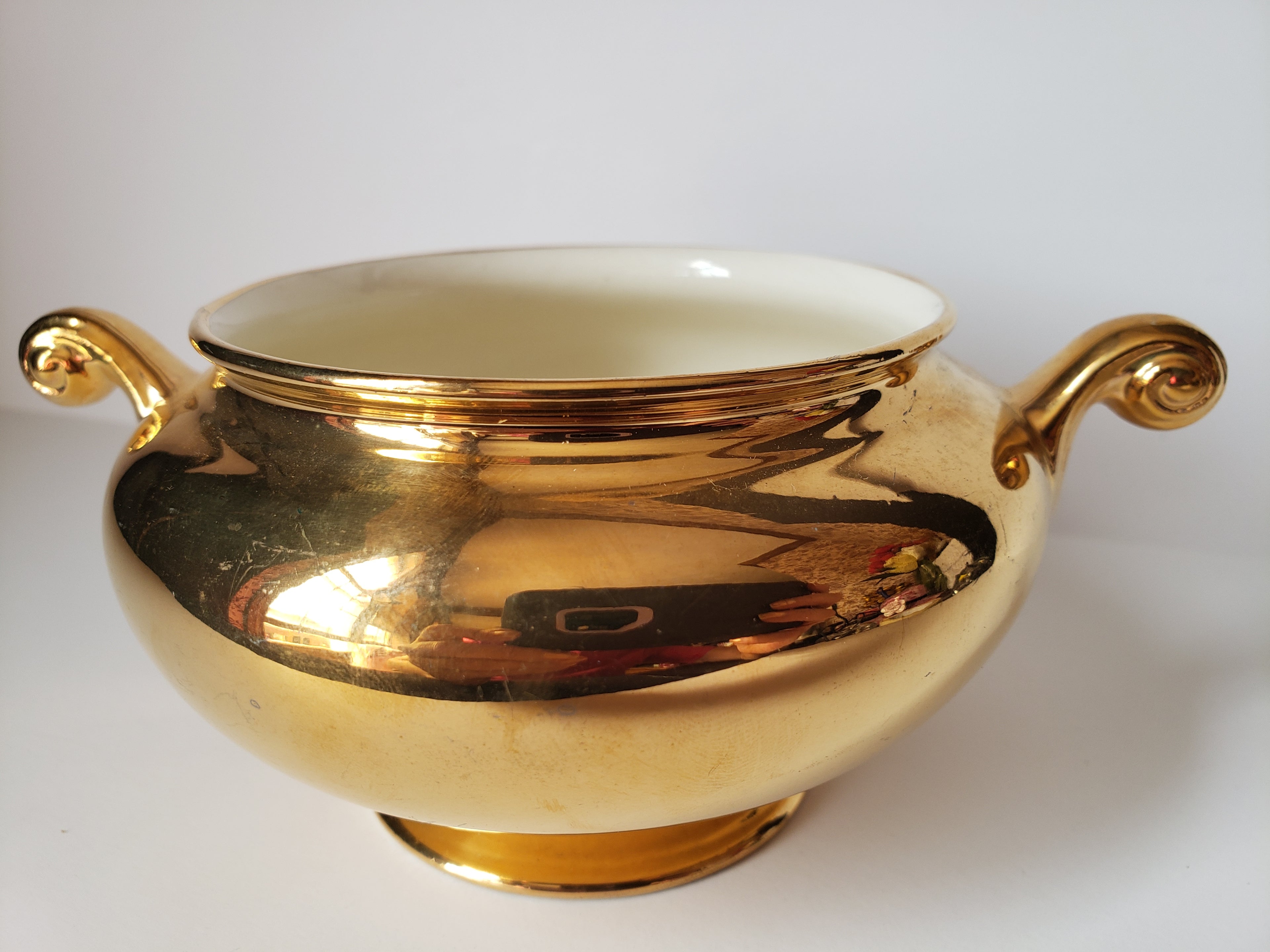 Vintage Homer Laughlin Eggshell Nautilus 22K GOLD Sugar Dish NO LID (2153)