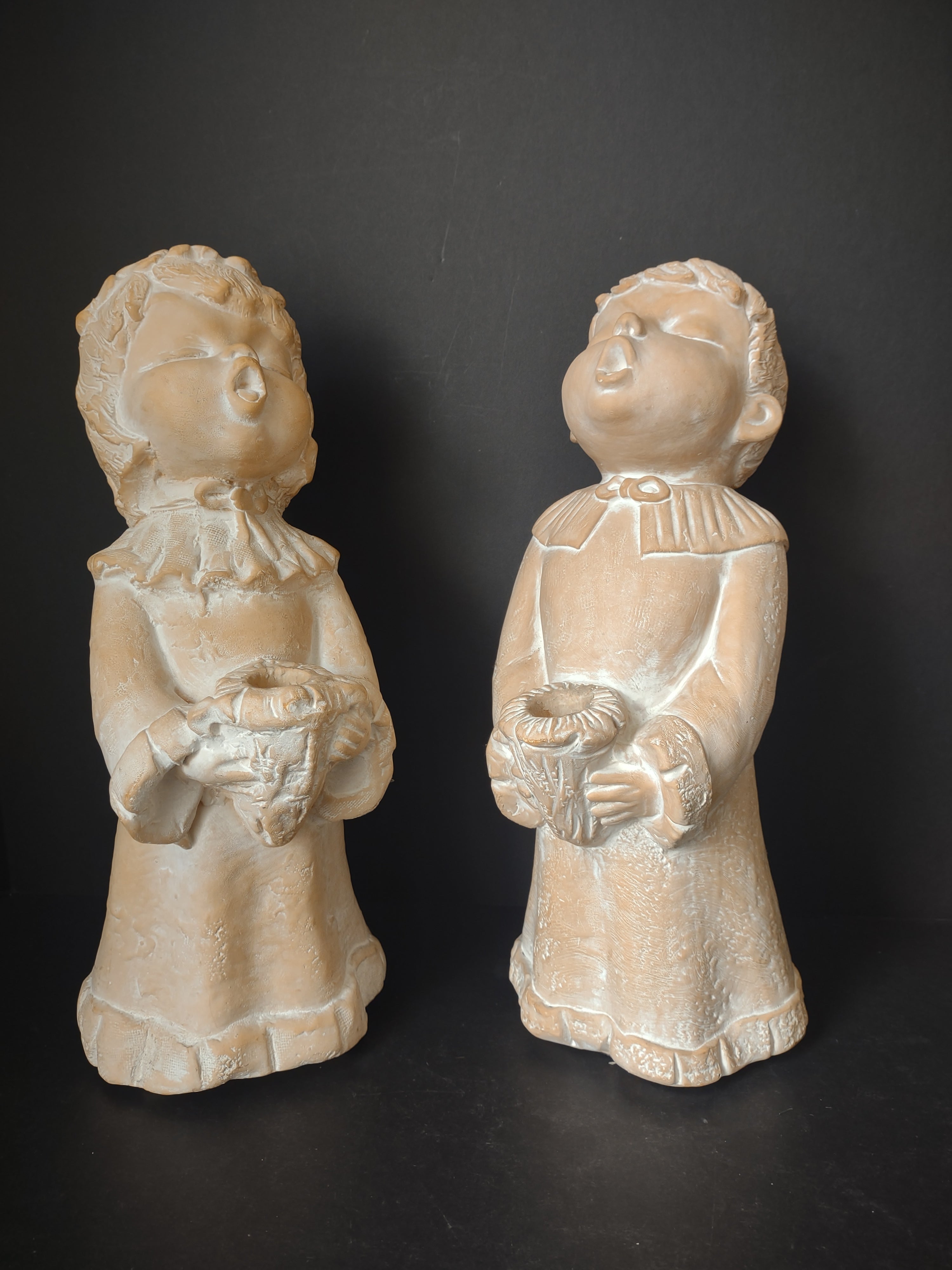 Christmas Decor Caroling Boy Girl Candle Holder 16" (lot 1259)