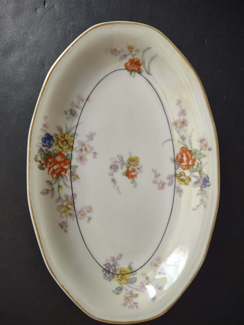 French Chic Haviland Limoges Yellow Jewel Small Serving Platter Floral (lot 818)