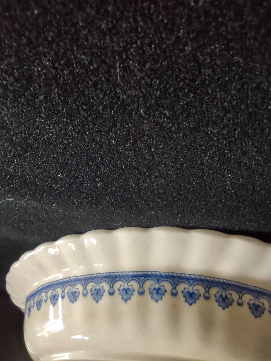 Vintage Spode Oval Serving Bowl Earthenware Blue Fleur-De-Lis IMPERECT (Lot 5757
