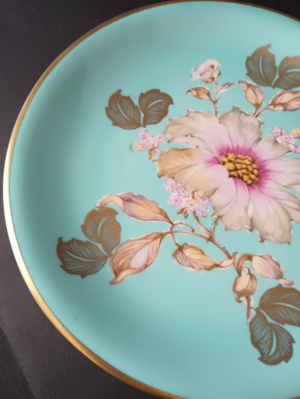Set of 2 Dessert Plate Bavaria Pink Turquoise Flower 7-3/4" (lot 377)