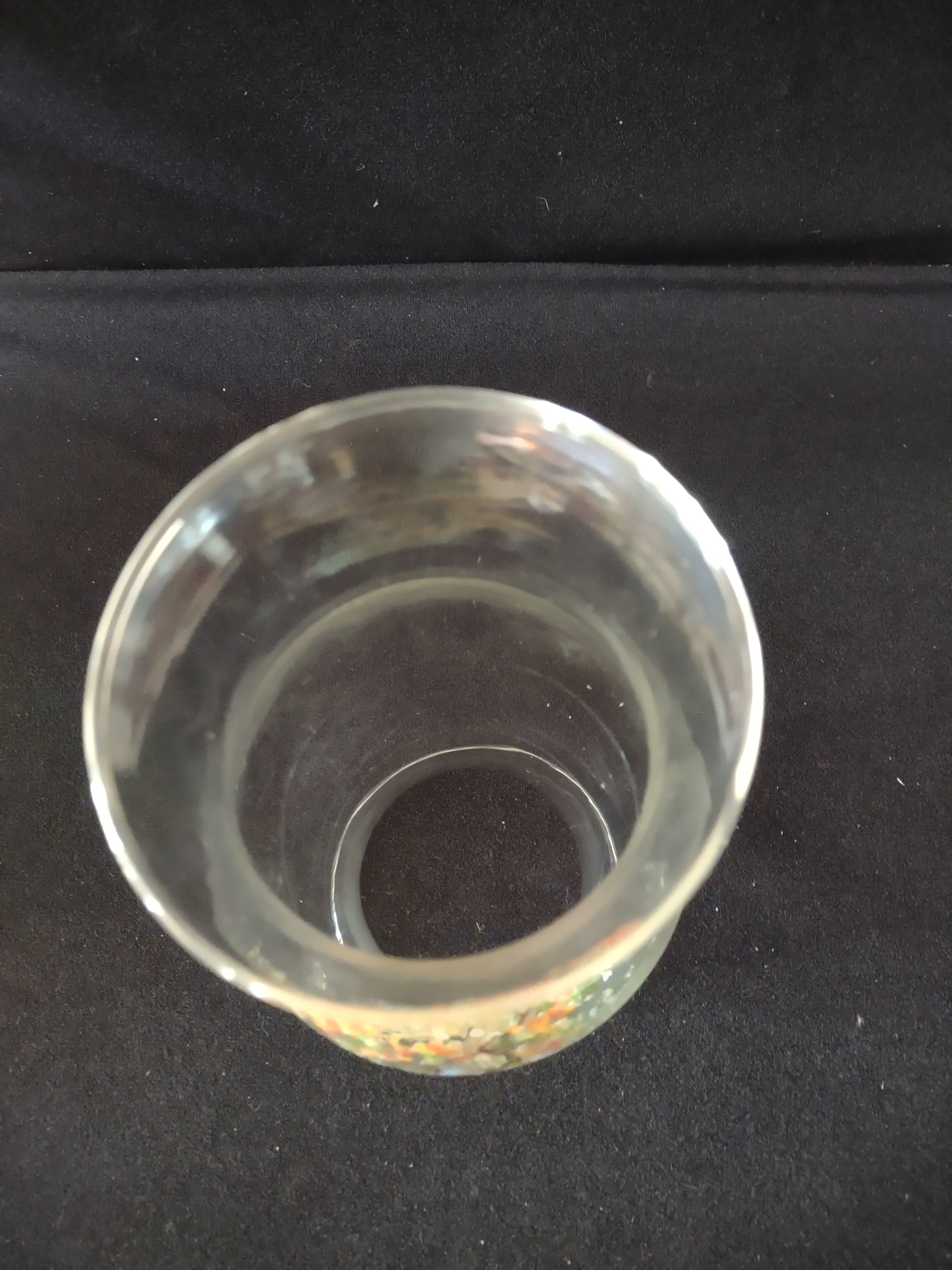 L E Smith Oriental Garden Hurricane Lamp Glass ONLY Eastern Blue Bird (Lot 3245)
