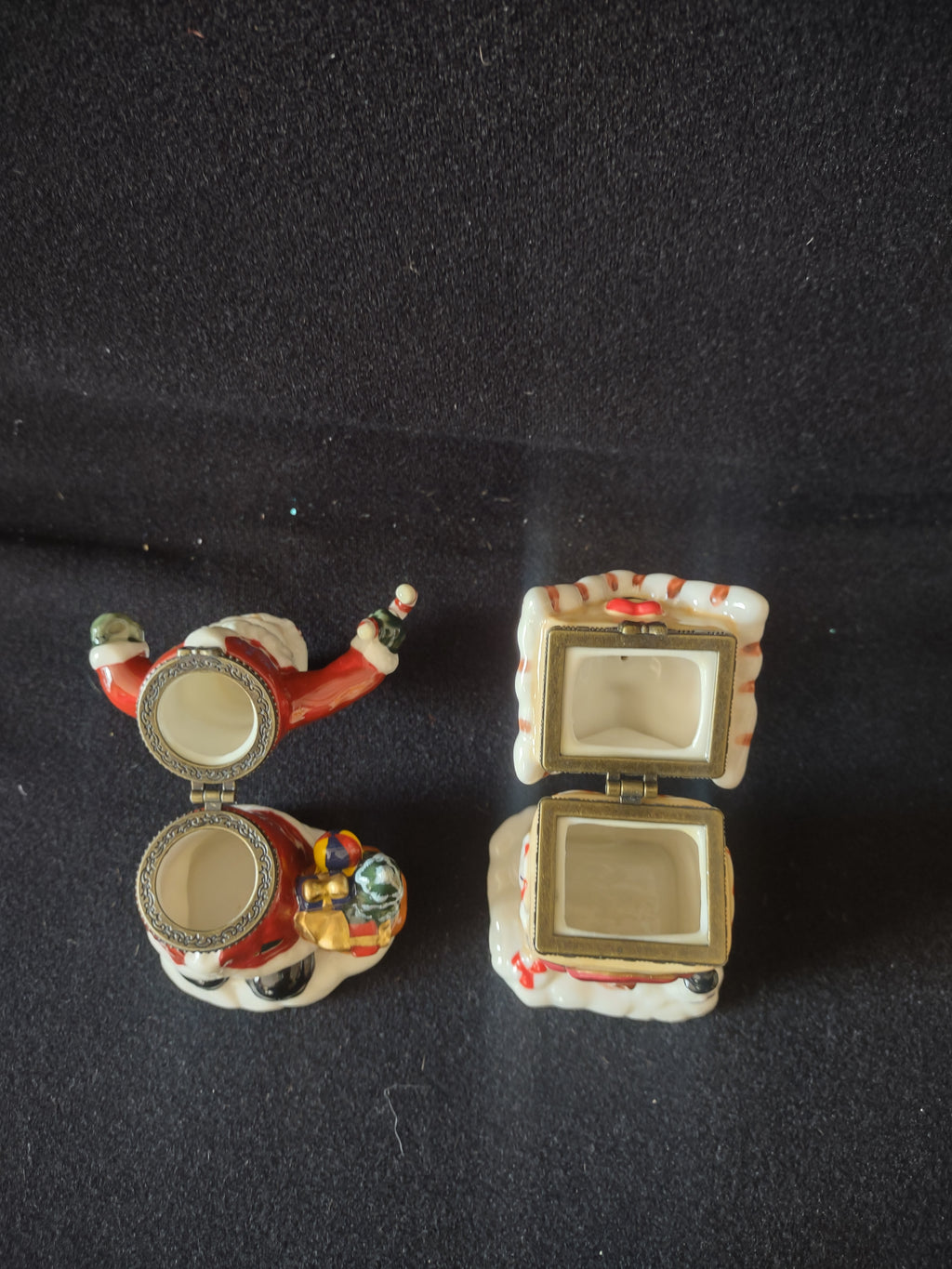 Christmas Holiday Trinket Box x 2 Santa Village House Gift (Lot 4549)