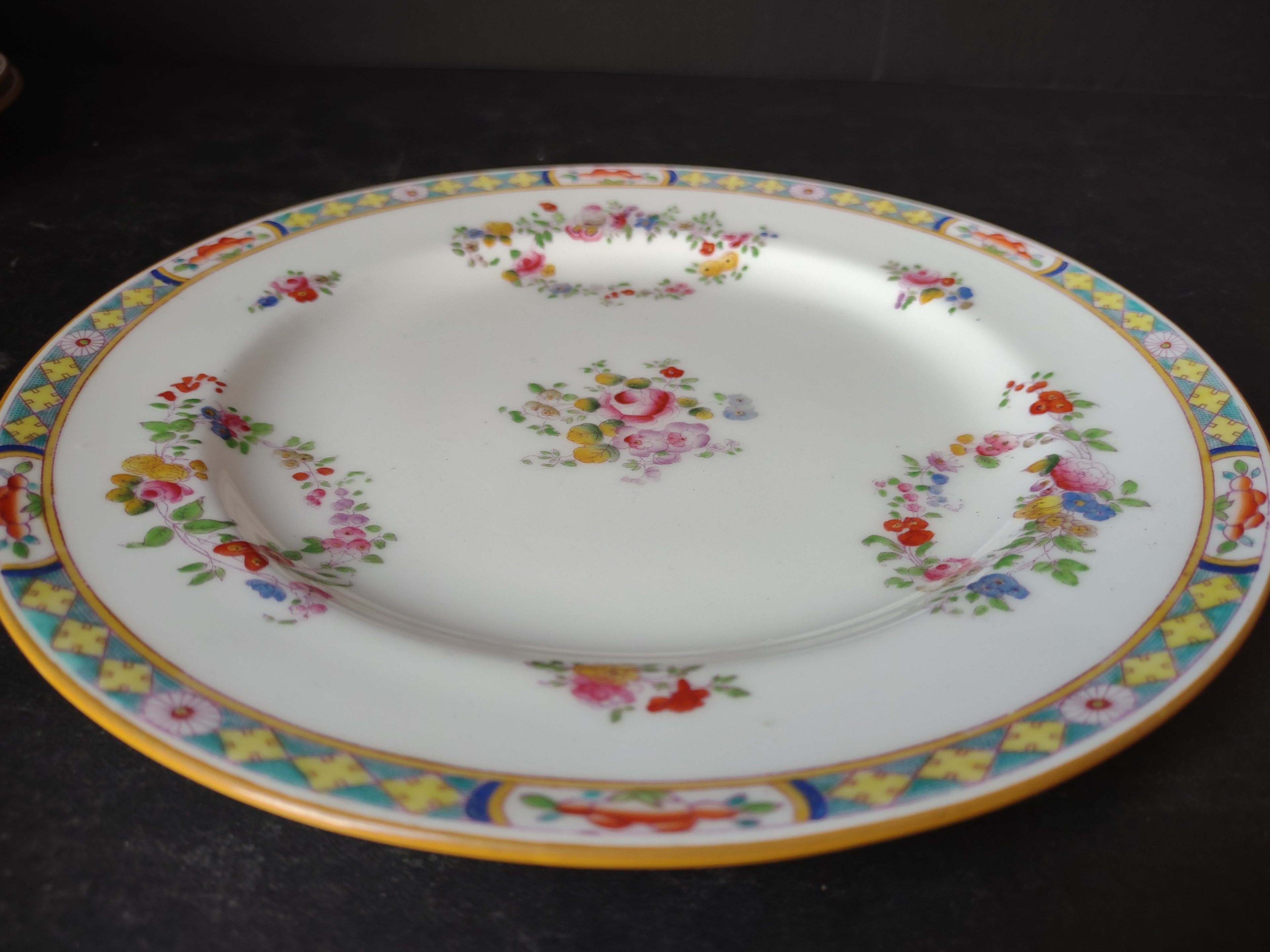 Vintage Minton Rose Yellow Trim Dinner/Lunch Plate x 4 Bone China (lot 5482)