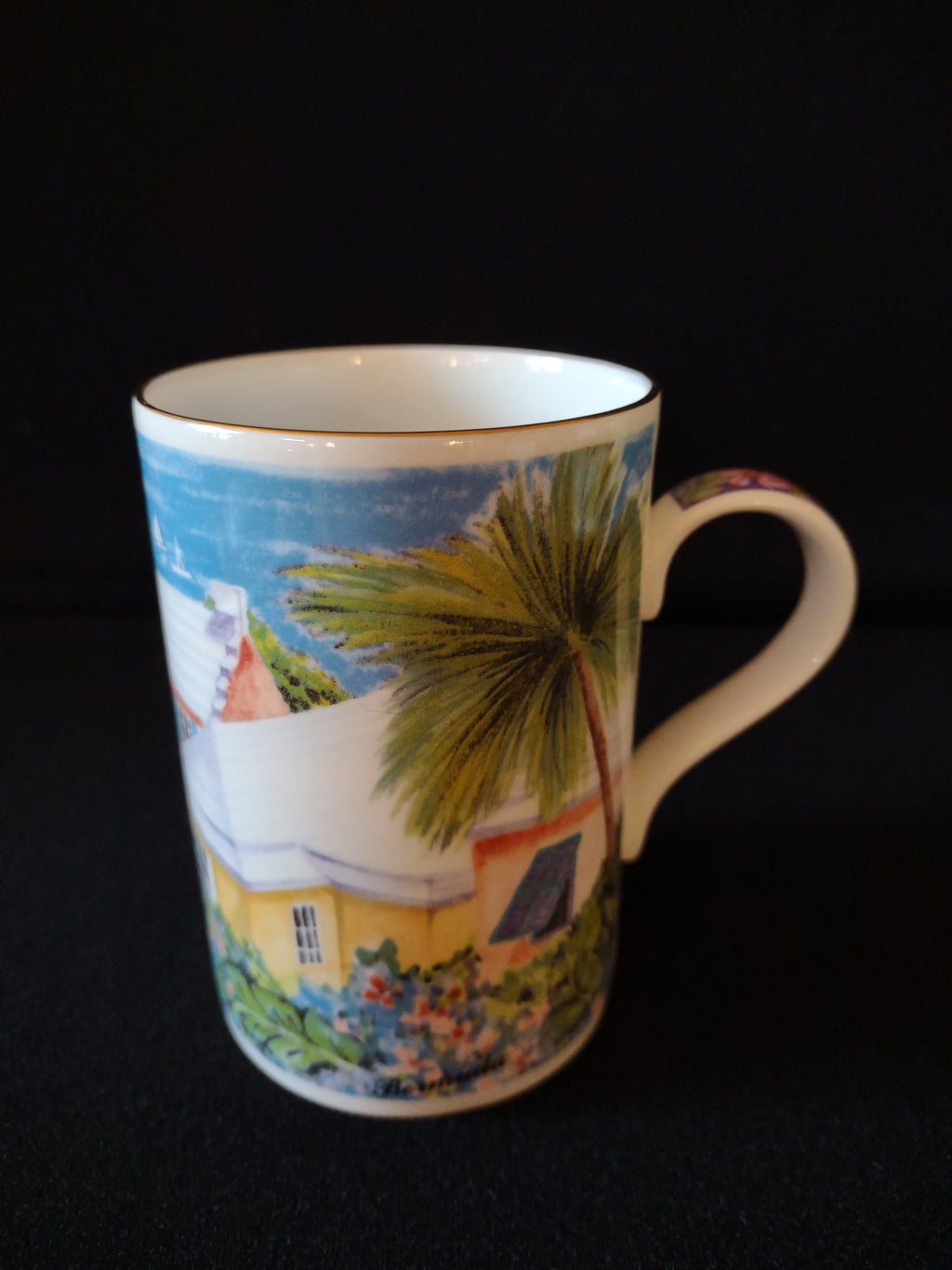 James Sadler Collectible Bone China Gold Trim Mug Roof Tops India (lot 5387)