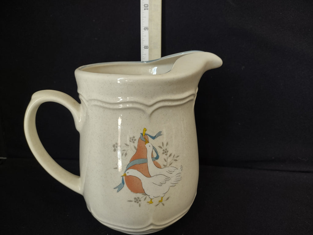 Vintage Ceramic Marmalade Pitcher Geese Duck Pear Ribbon Ice Lip (lot 2818c)