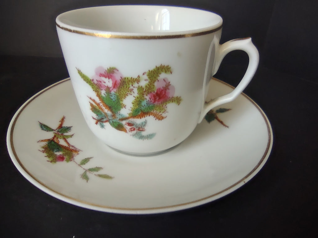 Haviland Limoges Tea Cup Saucer Moss Rose (lot 1056)