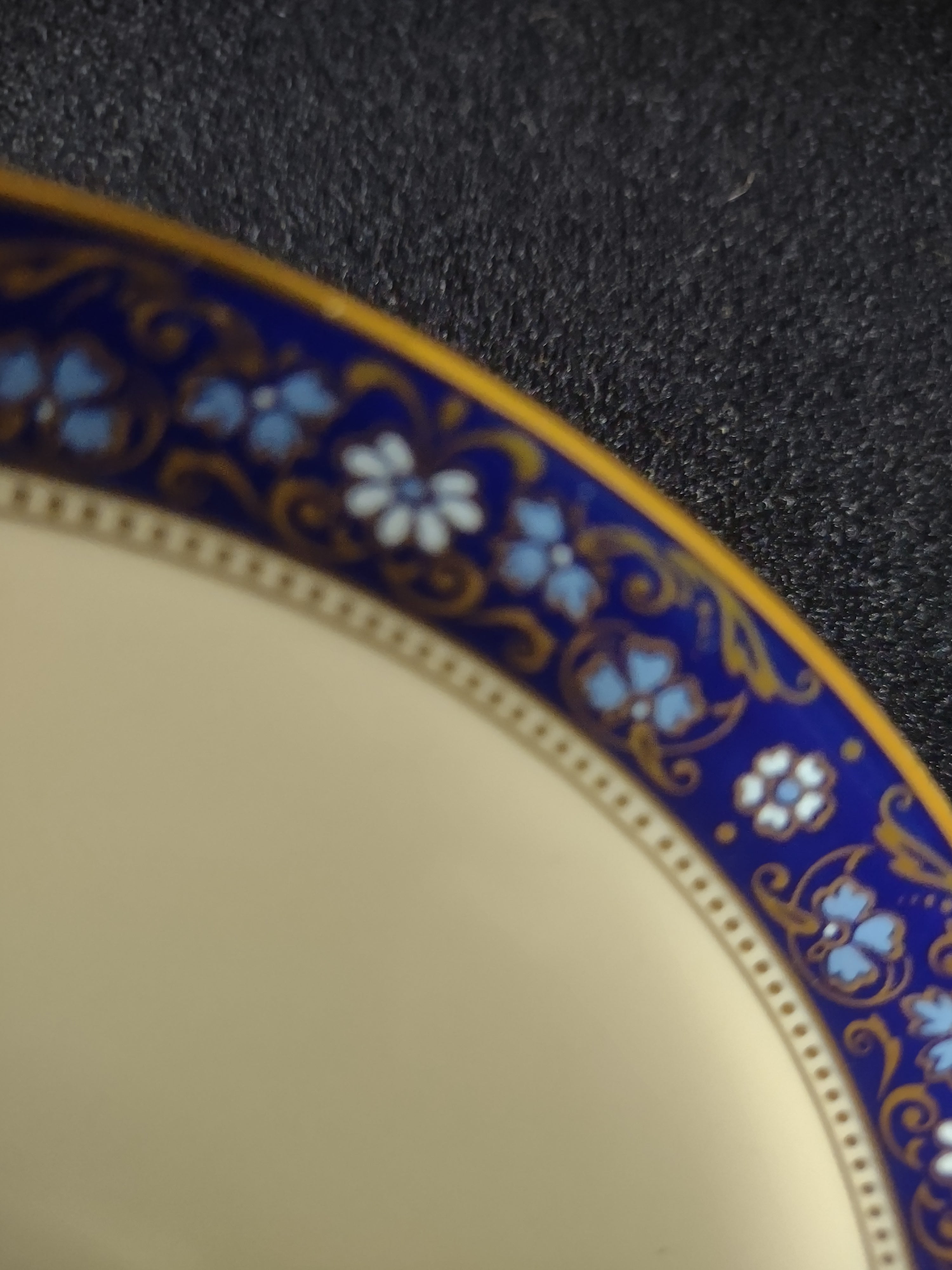 Vintage Minton Edinburgh Dark Blue Teacup Saucer Bone China Floral Gold (Lot5507