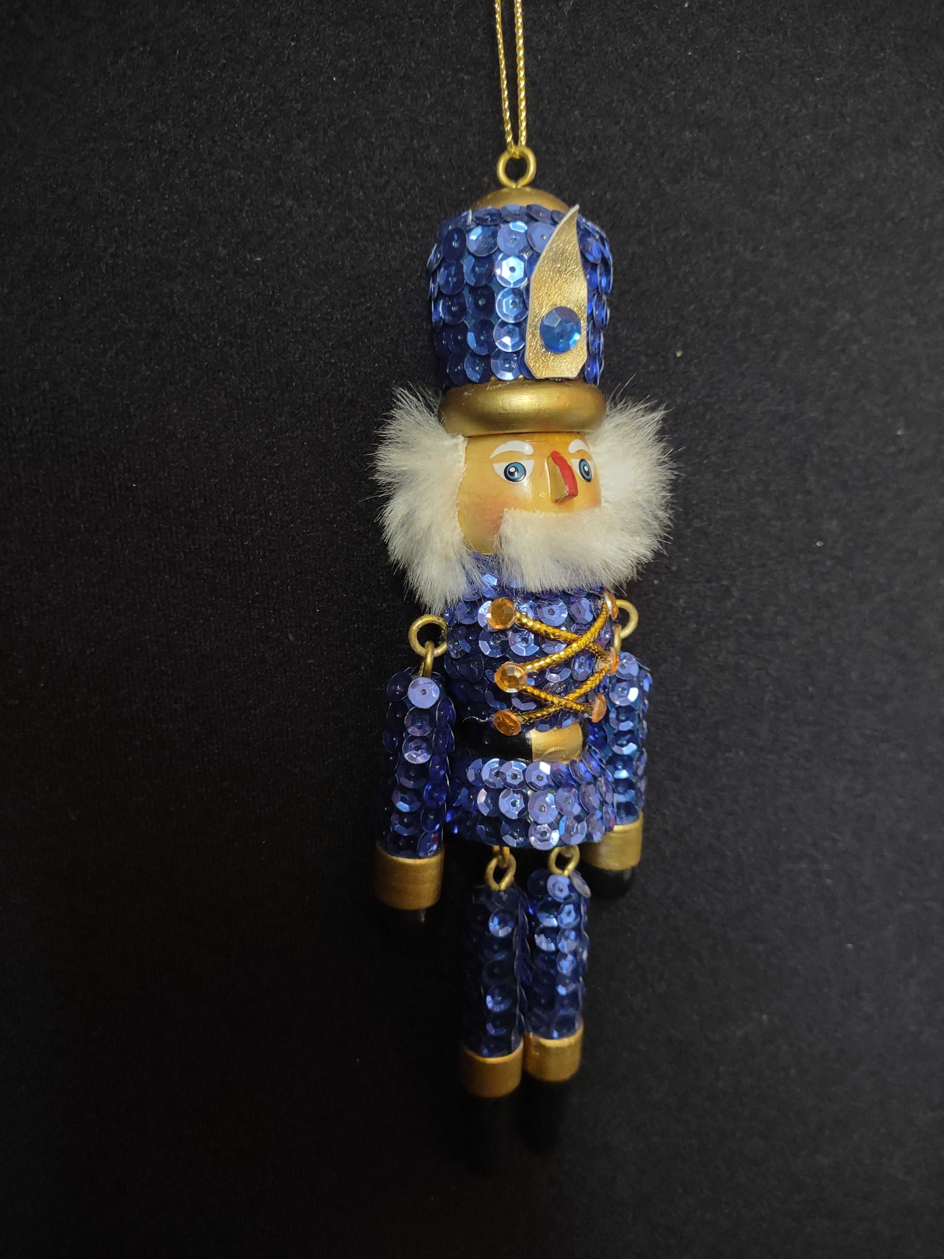 Christmas Soldier Nutcracker Village Ornaments Handcrafted Blue Red (lot 1598)