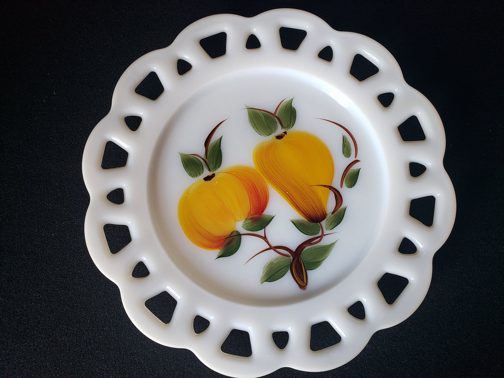 Vintage Westmoreland Apple Pear Motif Milk Glass Wall Plate (lot 2189)