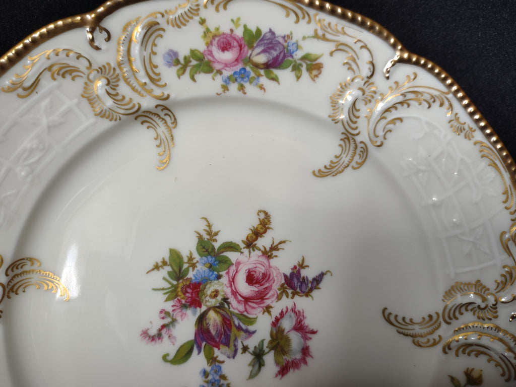 Rosenthal Set of 2 Dessert Plate Scrolled Edge Gold Trim (lot 1767)