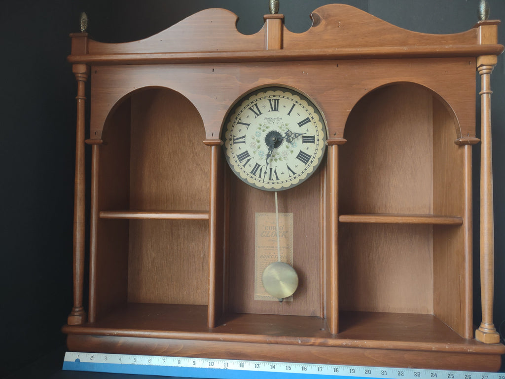 Vintage New England Clock Co Curio Cabinet Wall Clock [7256]