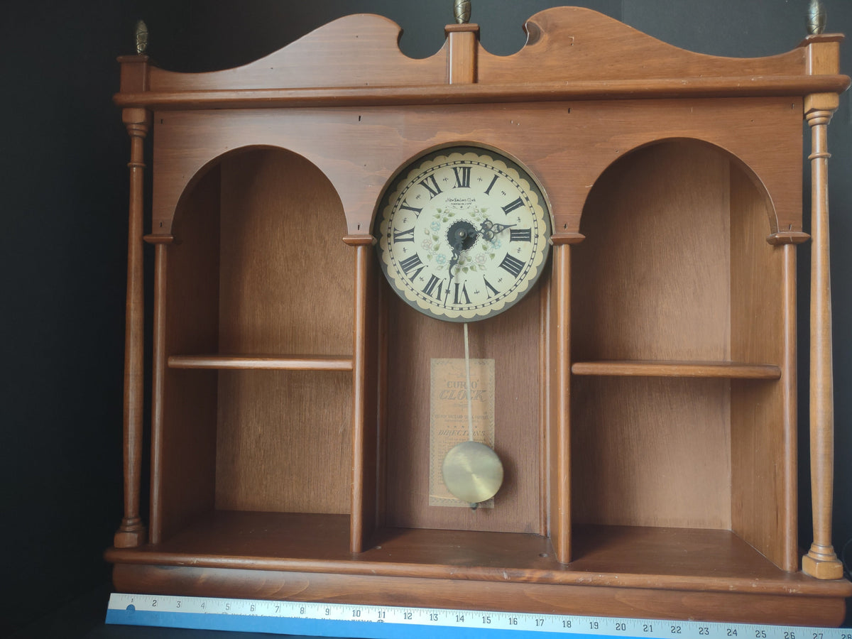 Vintage New England Clock Co Curio Cabinet Wall Clock [7256]