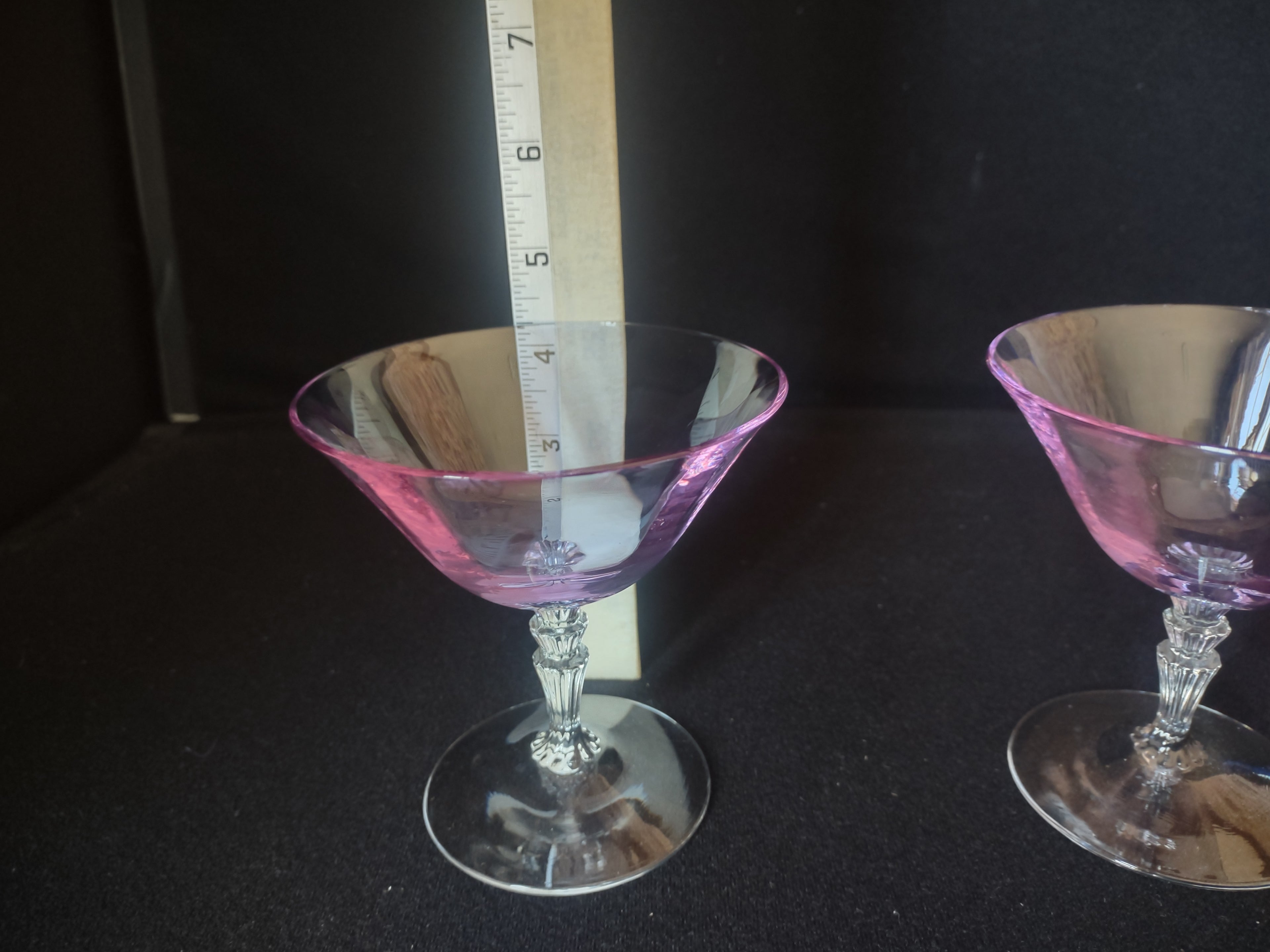 Fostoria Wisteria Set of 2 Low Sherbet Glass Purple IMPERFECT (lot 2709)