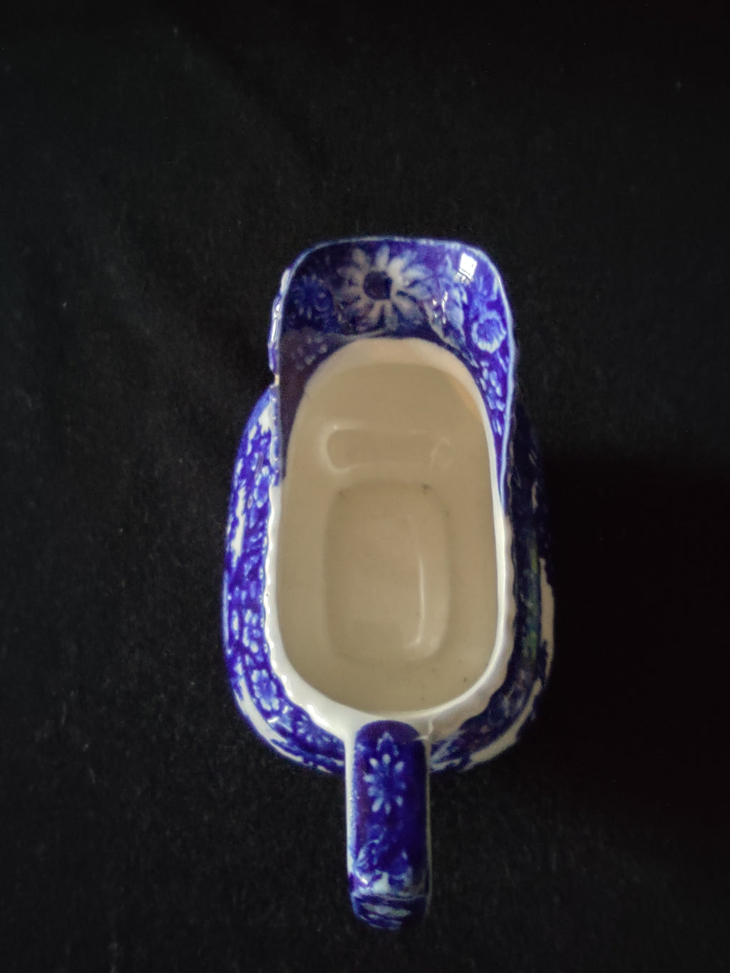 Vintage Yorkville Flow Blue Gravy Boat Creamer CHIP ON RIM (Lot 5568)