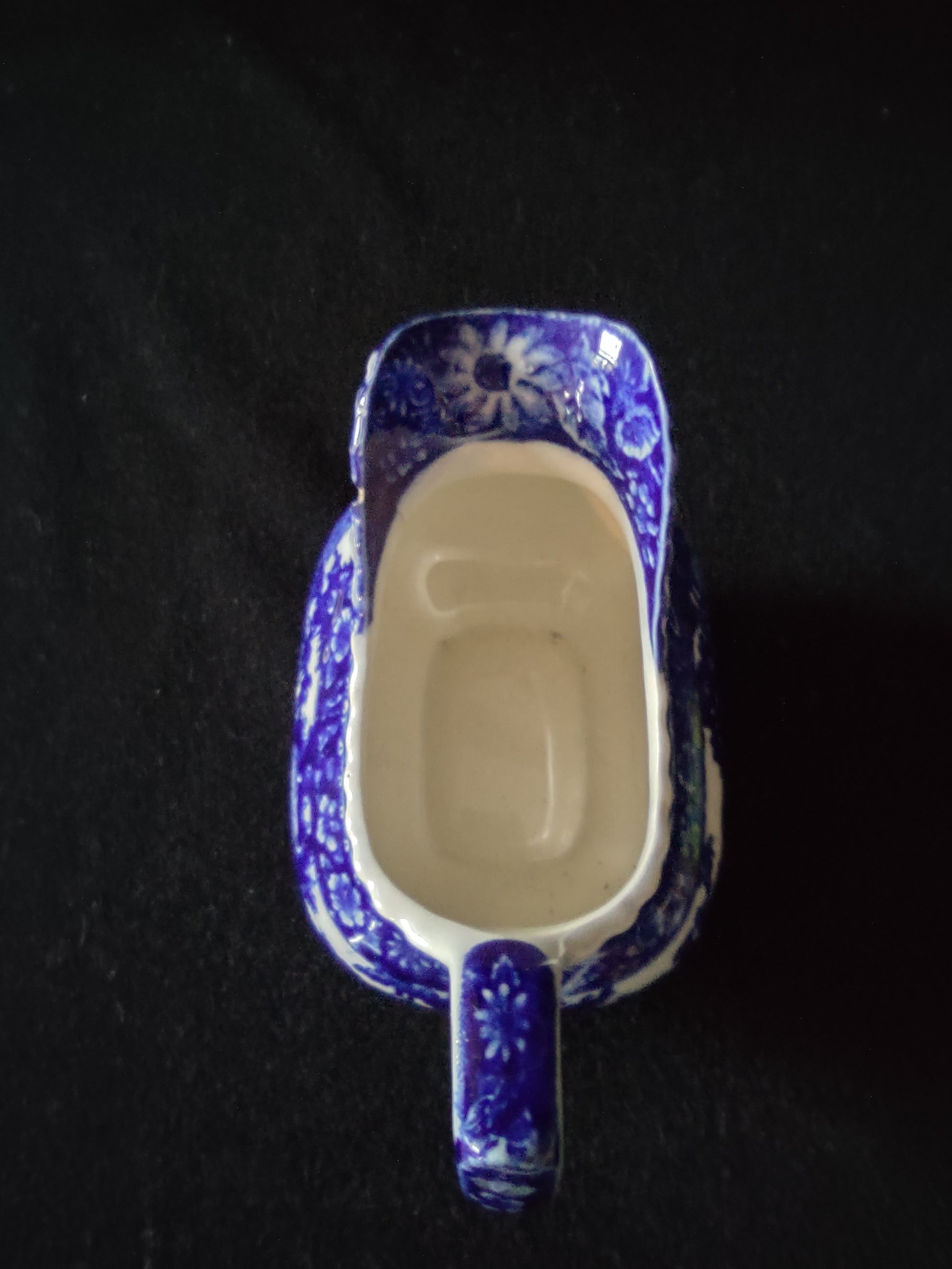 Vintage Yorkville Flow Blue Gravy Boat Creamer CHIP ON RIM (Lot 5568)