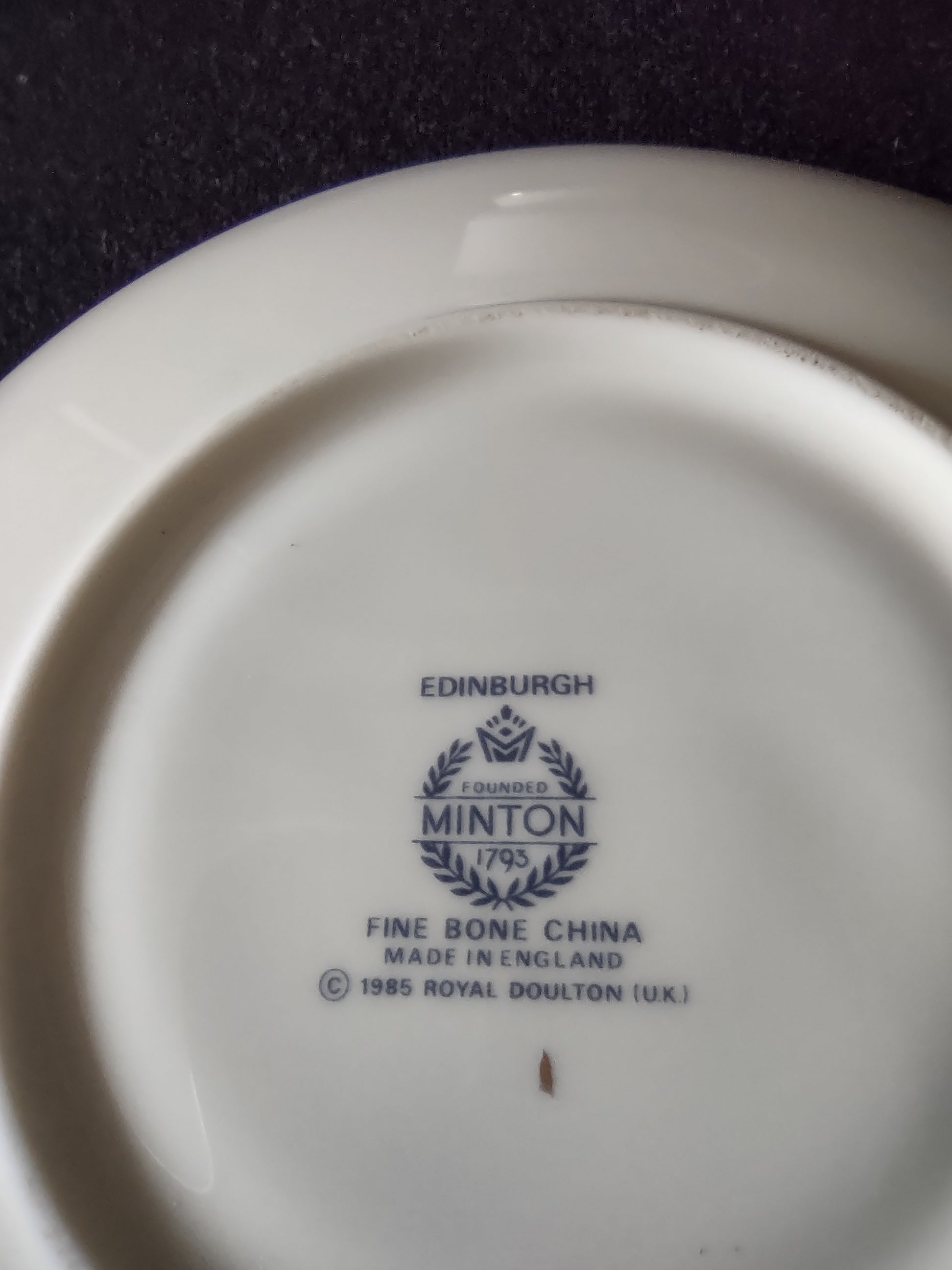 Vintage Minton Edinburgh Dark Blue Teacup Saucer Bone China Floral Gold (Lot5507