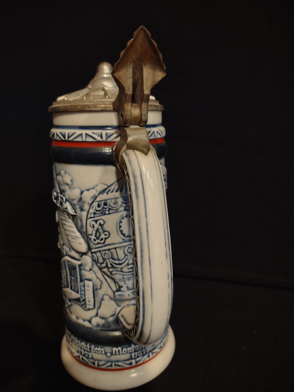 Vintage Collectible Set 2 Tankard Beer Stein Avon Train Airplane (lot 2536j)