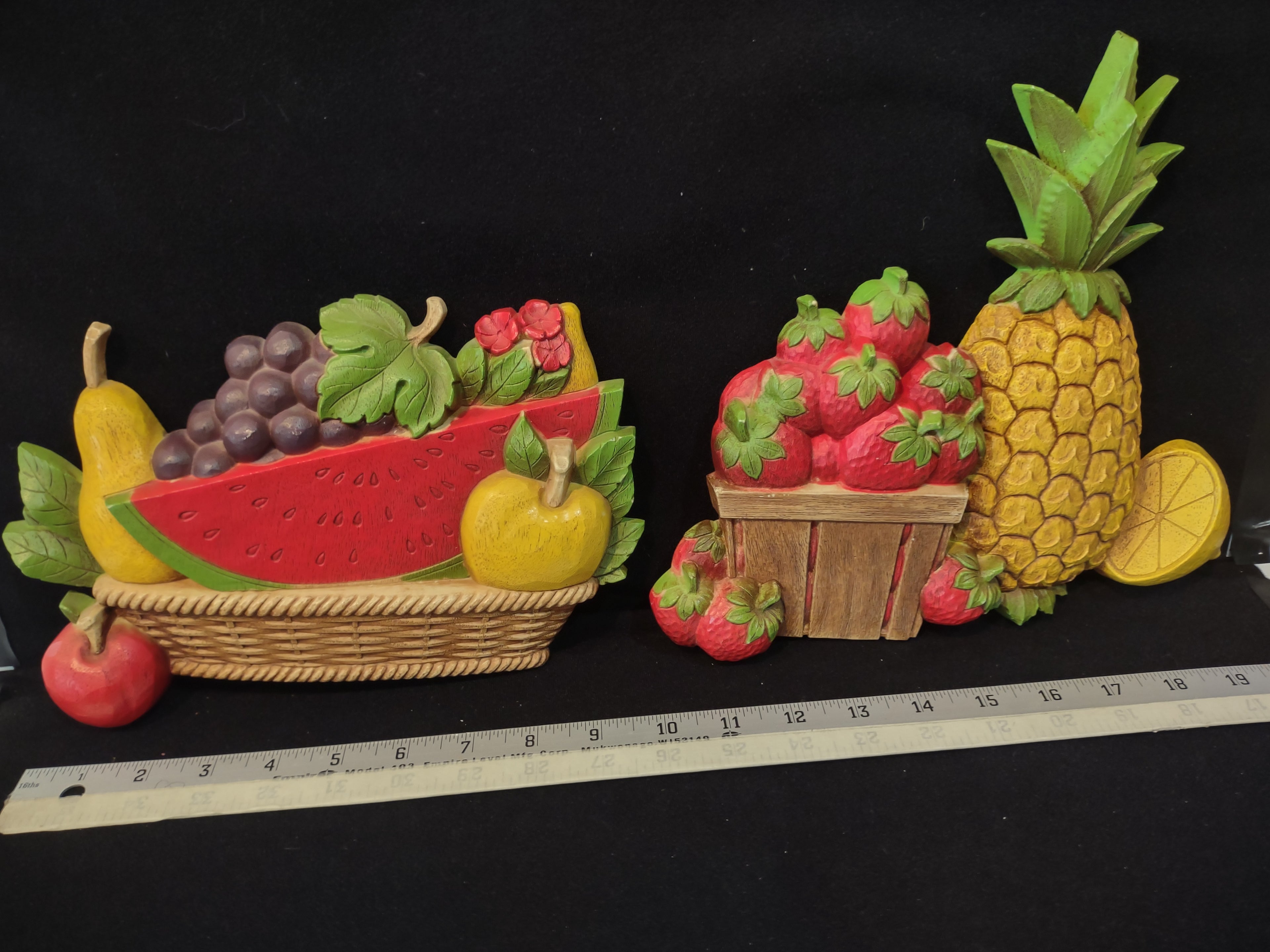 Vintage Home Interior Wall Hanging Plastic Watermelon Pineapple (lot2872t)