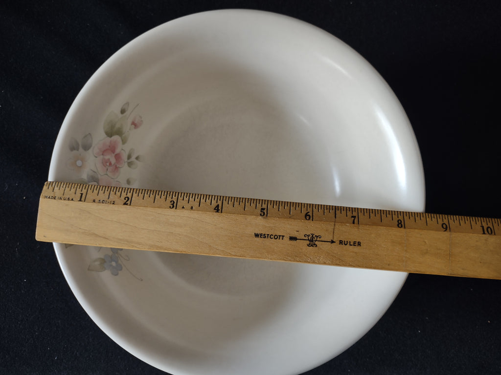 Vintage Pfaltzgraff Tea Rose Serving Bowl Pink & Blue Floral Cream [6399]