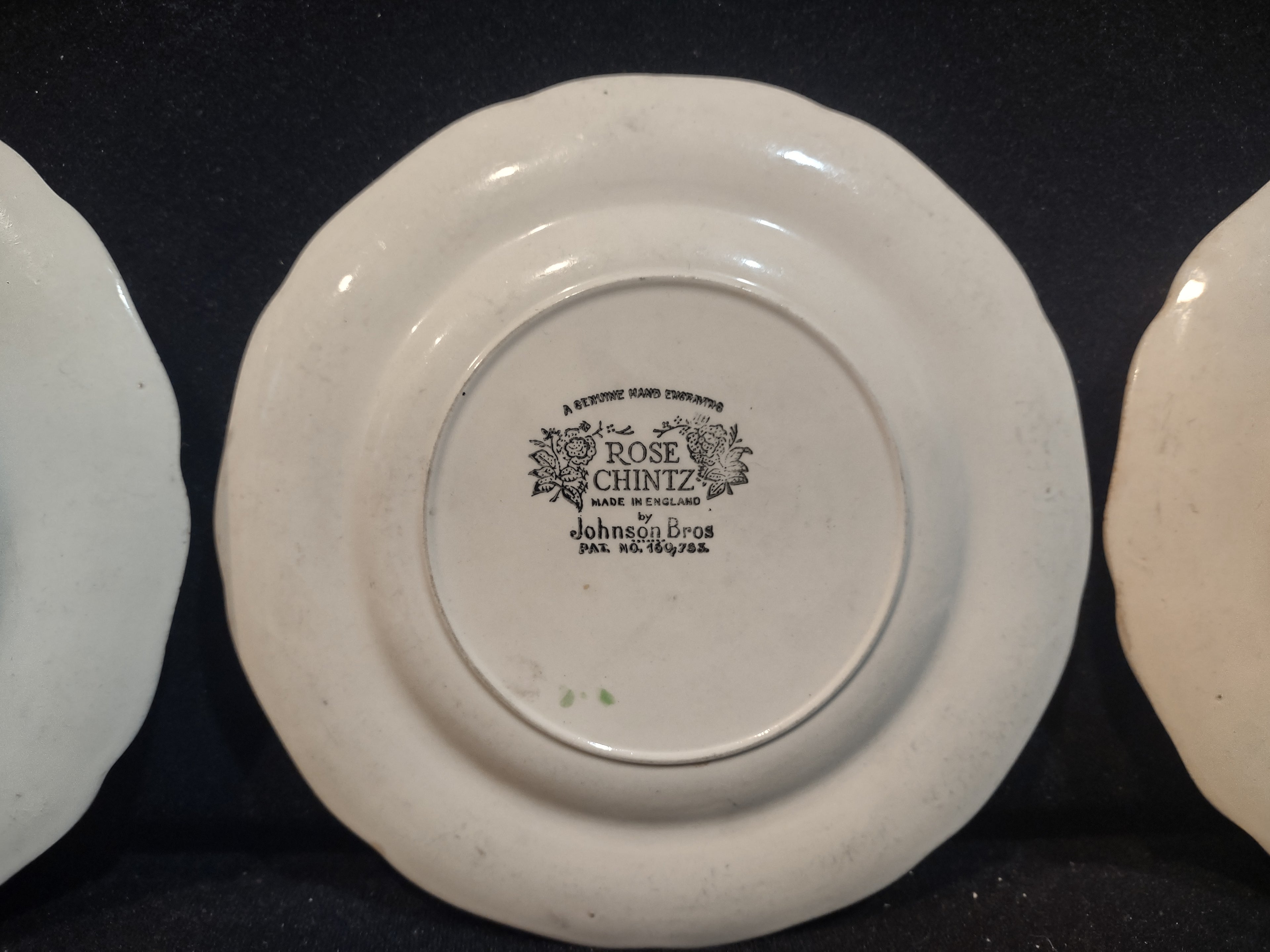 Vintage Dinner Plate x 2 Rose Chintz Johnson Bros Black Stamp (lot 5696)