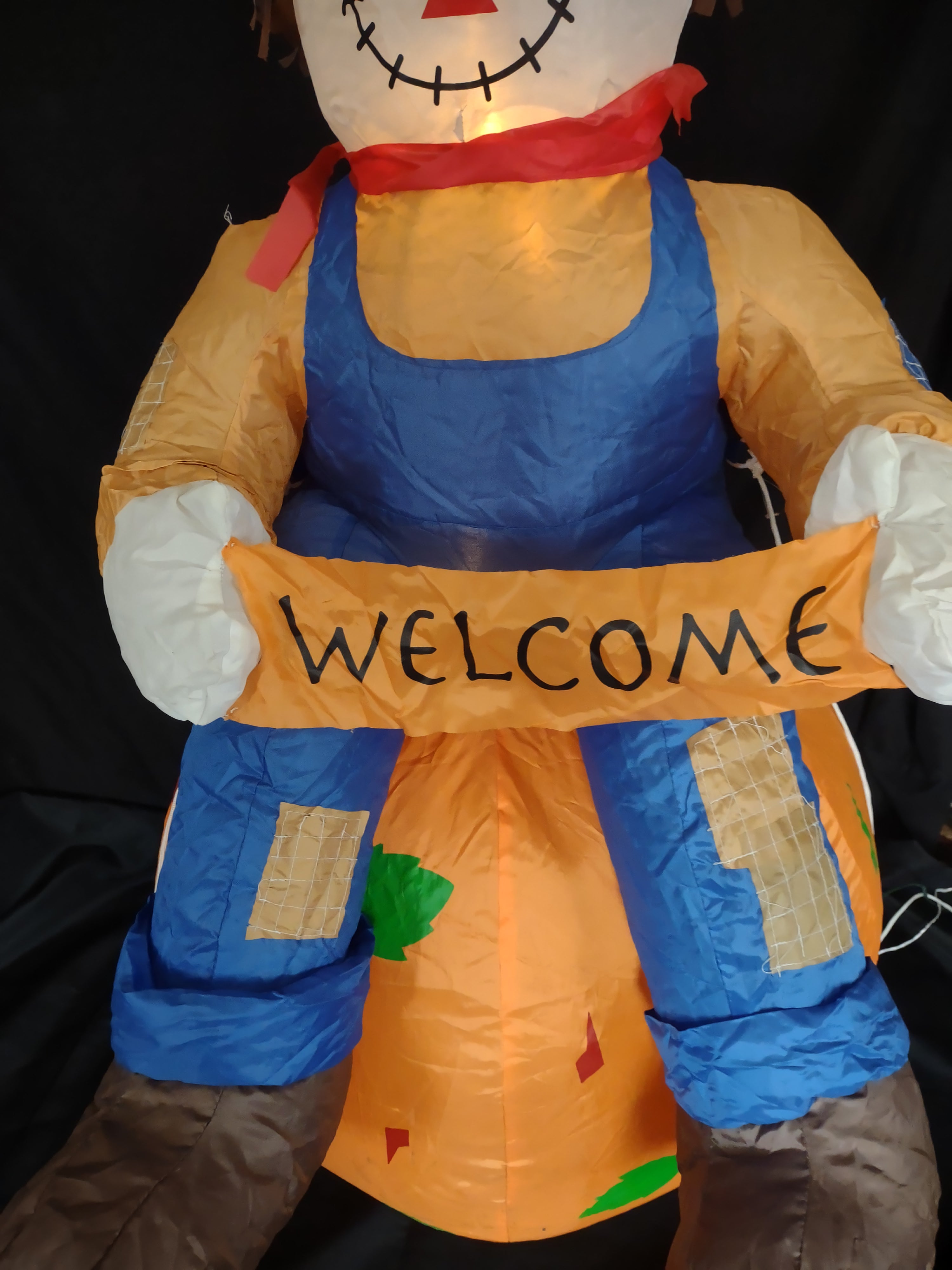 Vintage Halloween Thanksgiving Farm Boy on Pumpkin Inflatable 4 Ft (lot 3252j)