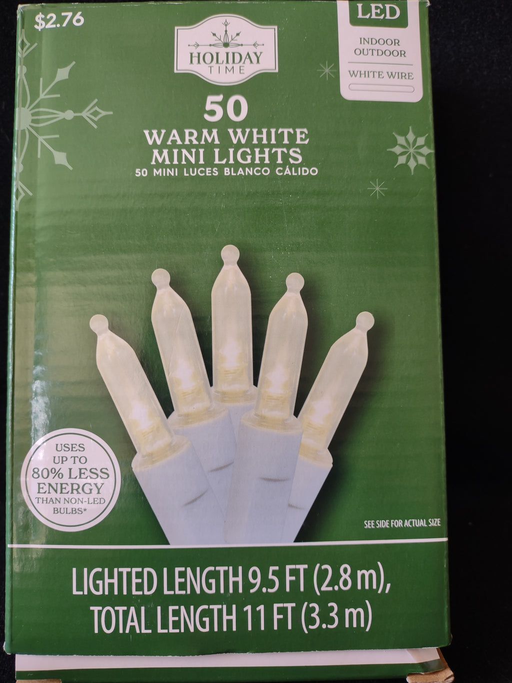 Christmas LED 50 Mini Lights Indoor Outdoor 2 Warm White 2 Multicolor (Lot 4289)