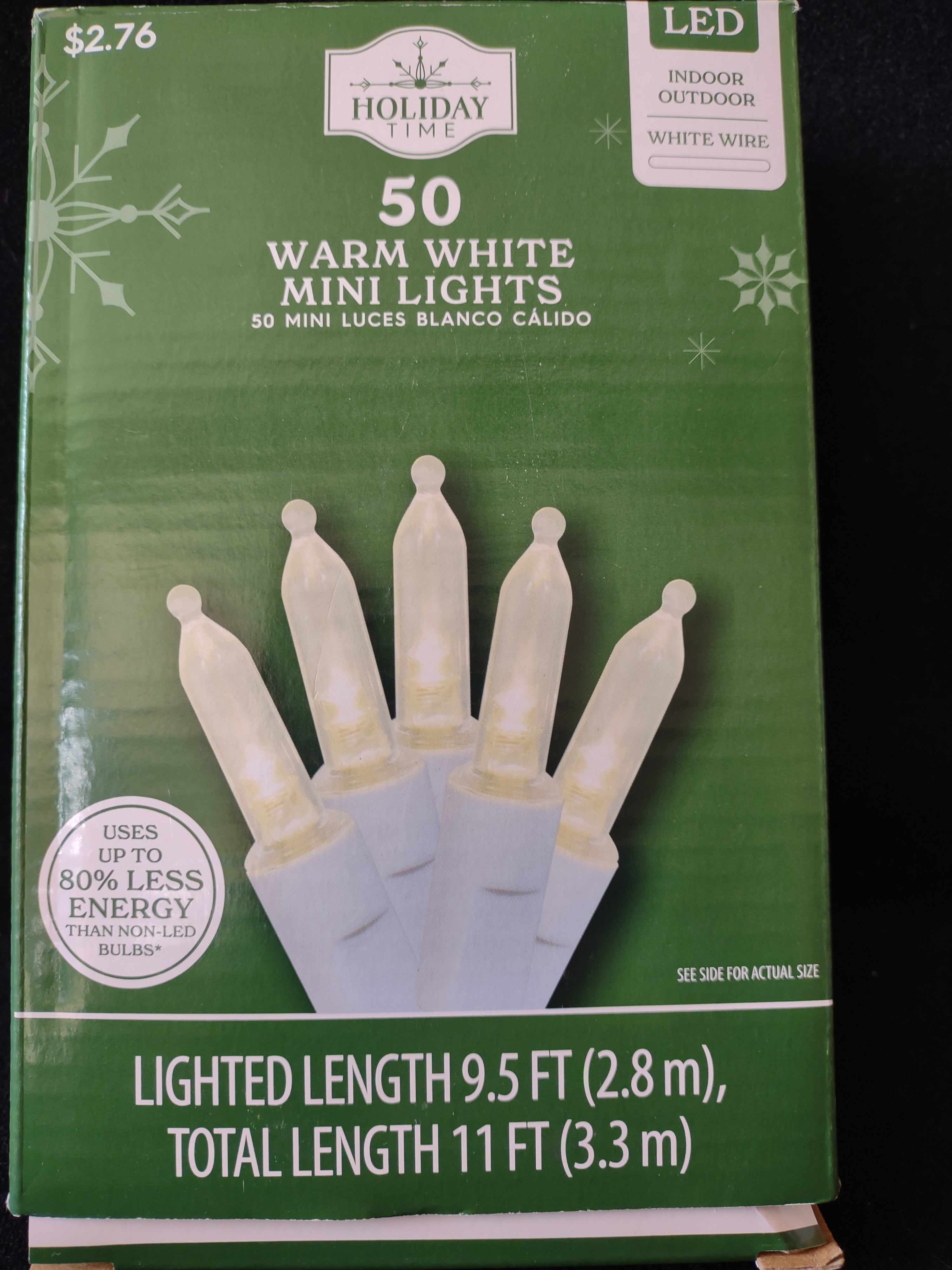 Christmas LED 50 Mini Lights Indoor Outdoor 2 Warm White 2 Multicolor (Lot 4289)