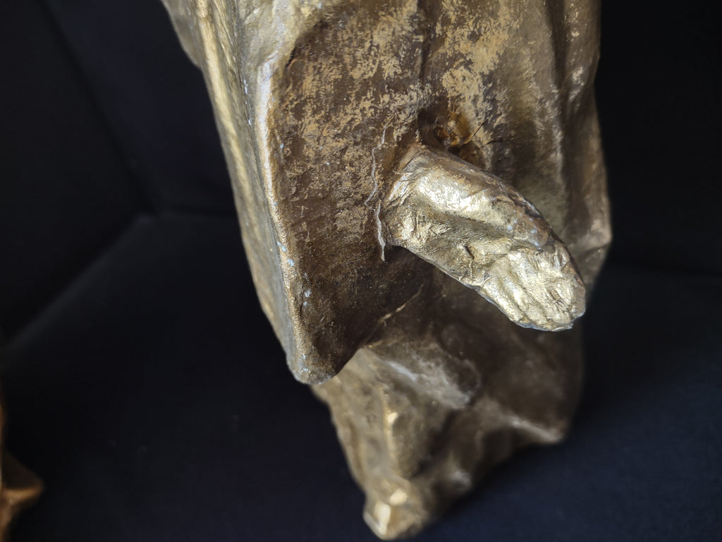 Christmas Paper Mache Joseph Mary Baby Nativity Golden Color 16" (lot 2183)