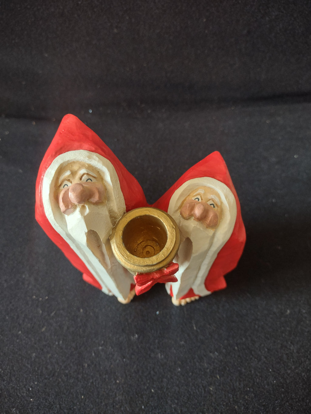 Vintage Christmas Department 56 Two Barefoot Santas Taper Candle Holder (Lot4551