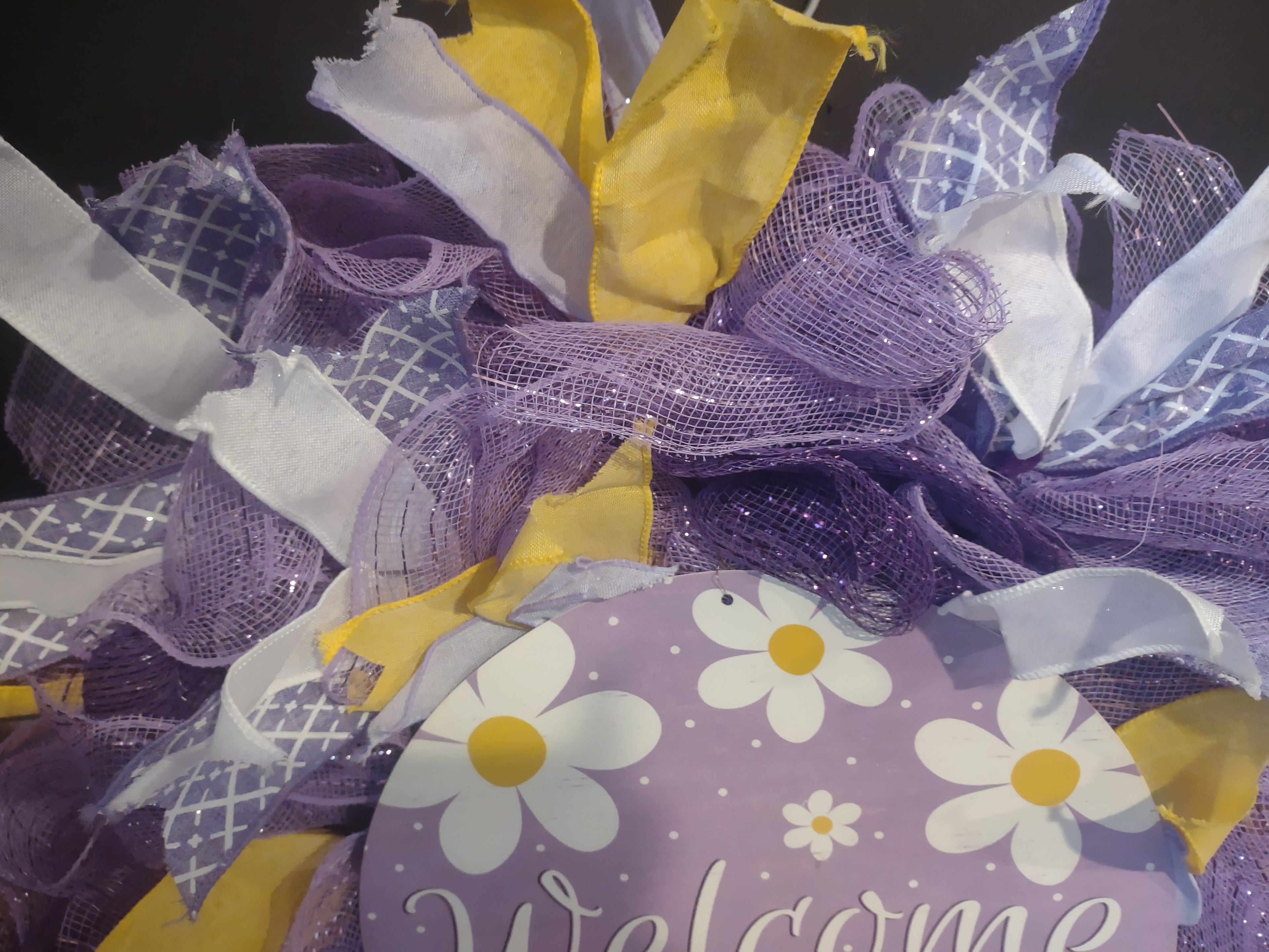 Spring Easter Welcome Wreath Ribbon Mesh (lot 1397)