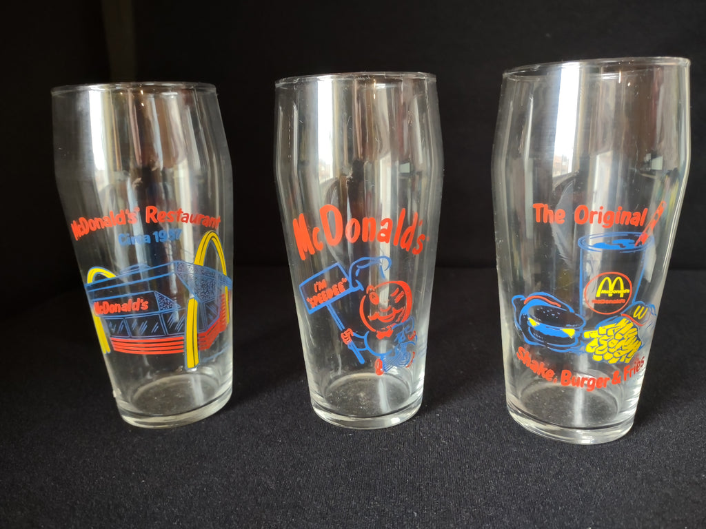 Set of 3 Drinking Glasses McDonalds Advertisement (lot 1543)