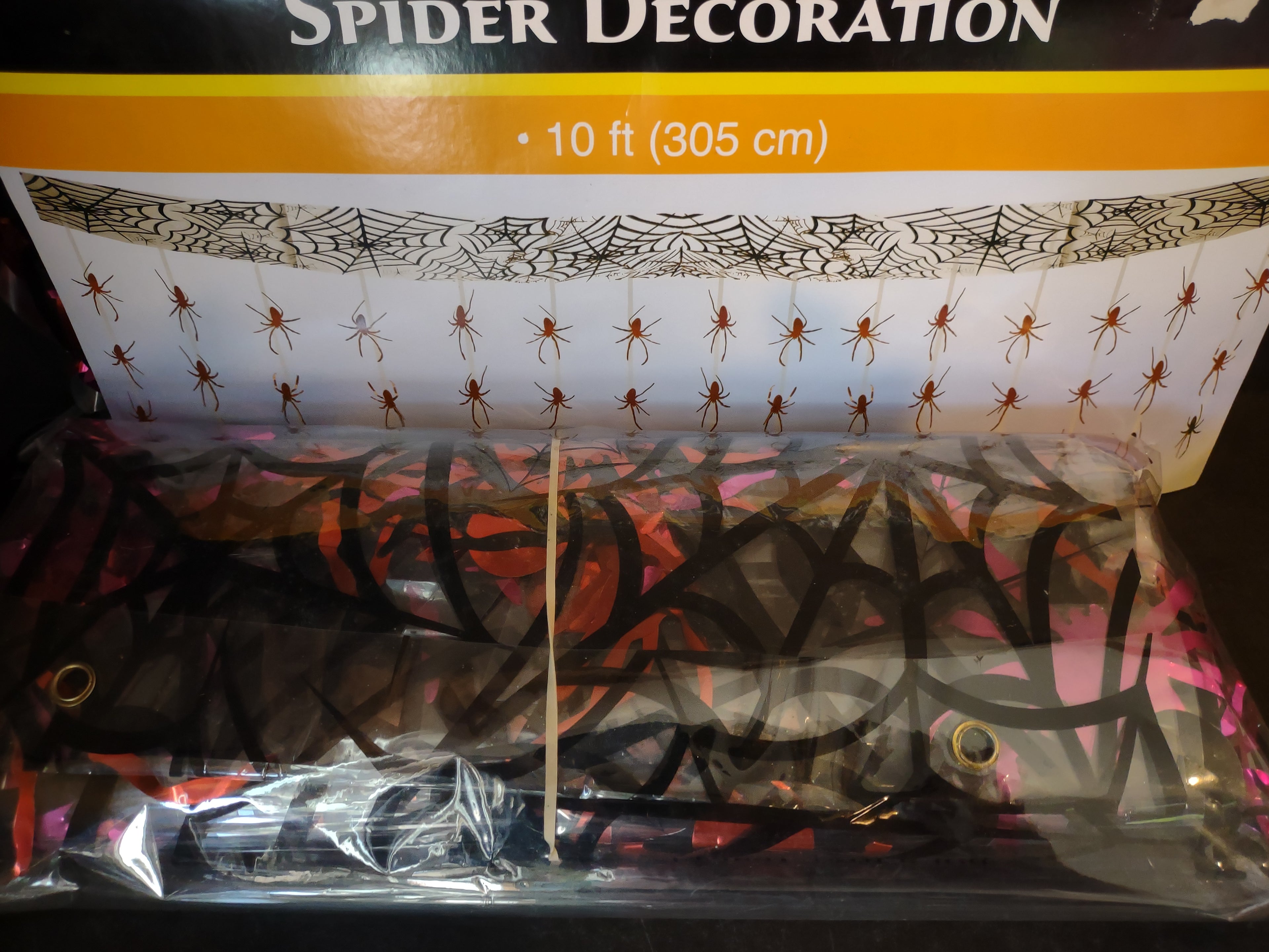 Vintage Halloween Foil Spider Hanging from Web Skull Pumpkin (lot 3132j)