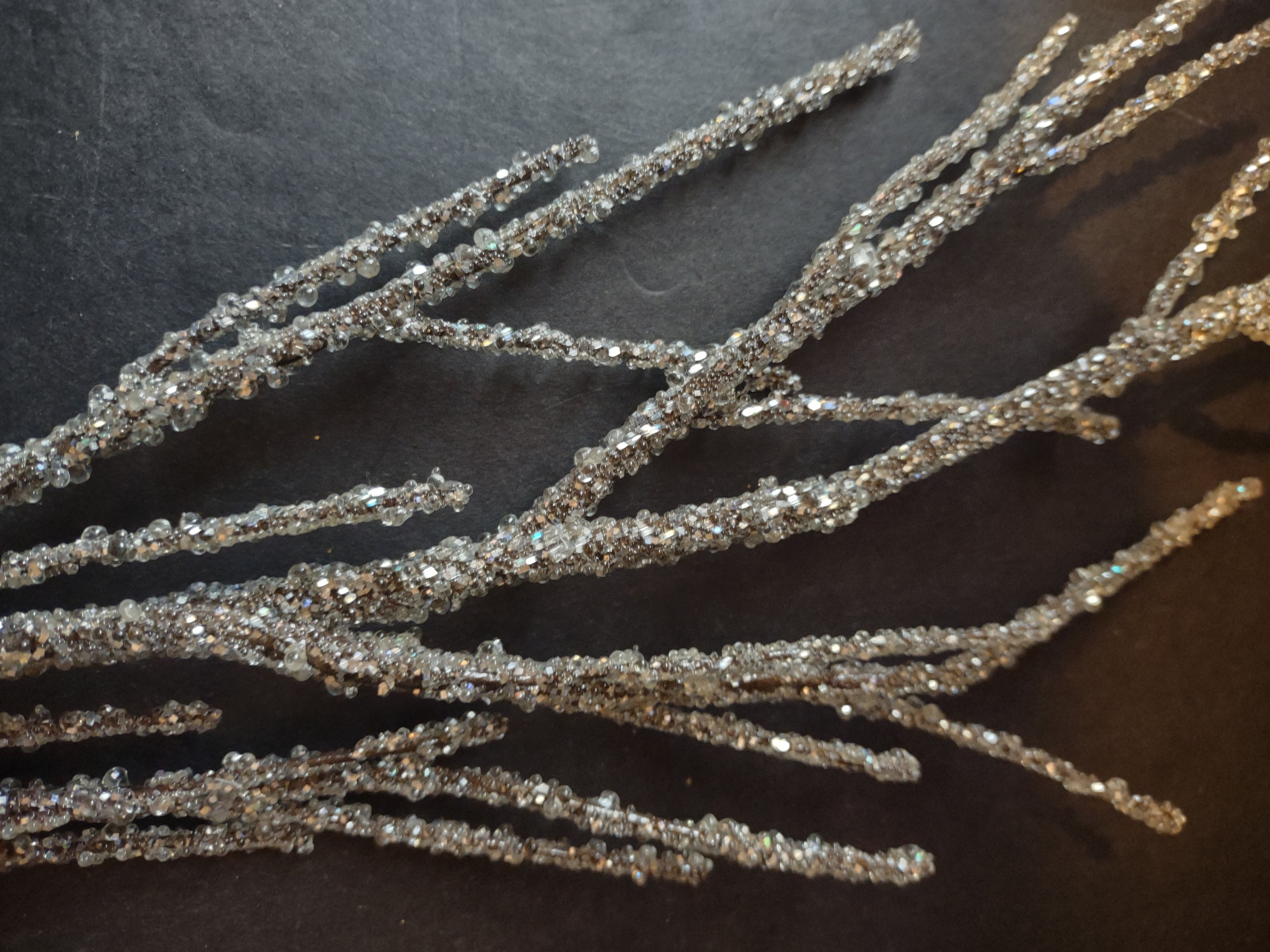 Christmas Decorations Gold Ting Ting Angels Iced Crystal Twigs (lot 1456)