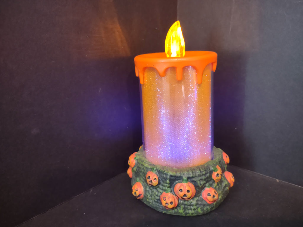 Halloween Color Changing Flameless LED Candle Orange Pumpkin x 2 (lot 2978j)