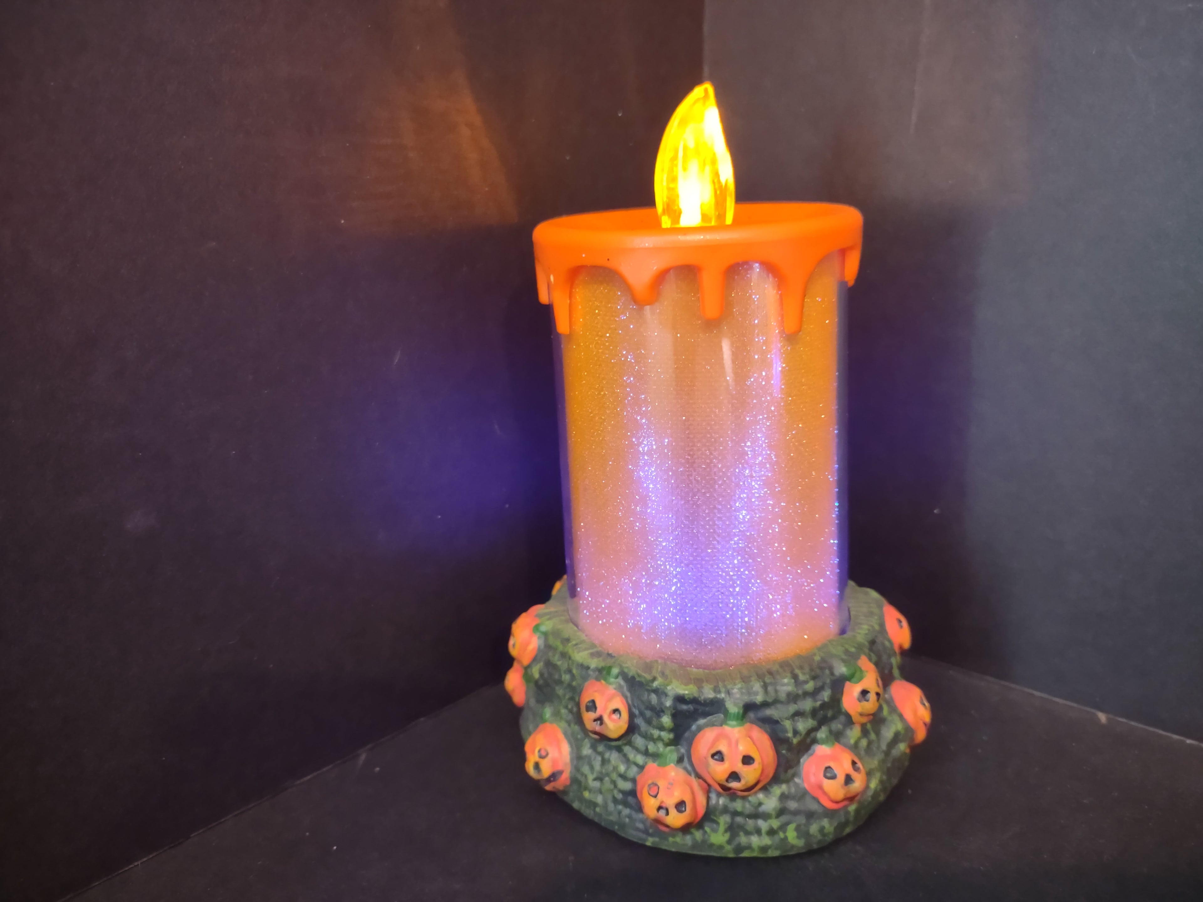 Halloween Color Changing Flameless LED Candle Orange Pumpkin x 2 (lot 2978j)