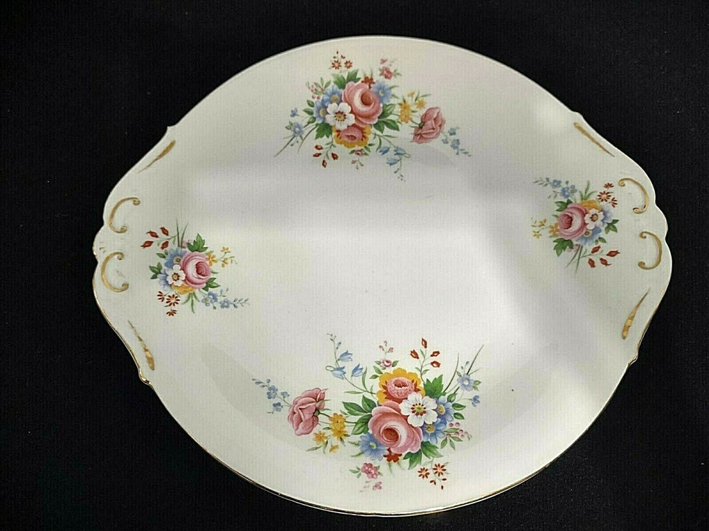Paragon Fine Bone China Serving Cake Plate Platter Rose Design White Gold (lot 013)