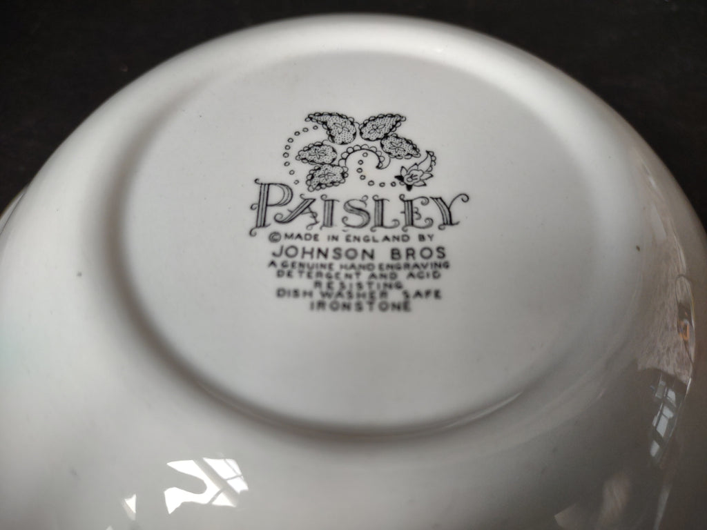 Vintage Johnson Brothers Black White Paisley Cereal Bowl x 2 Ironstone (lot 5593