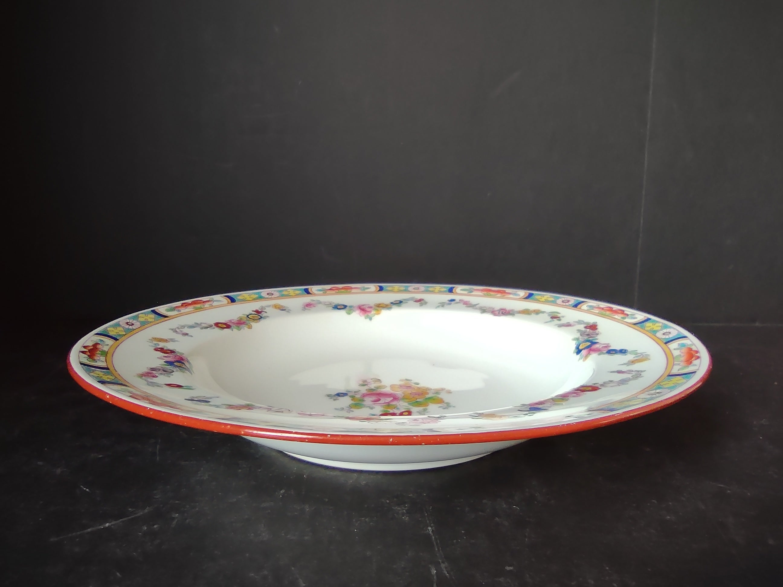 Vintage Minton Rose Garland Swag Soup Plate Bone China England (lot 5476)