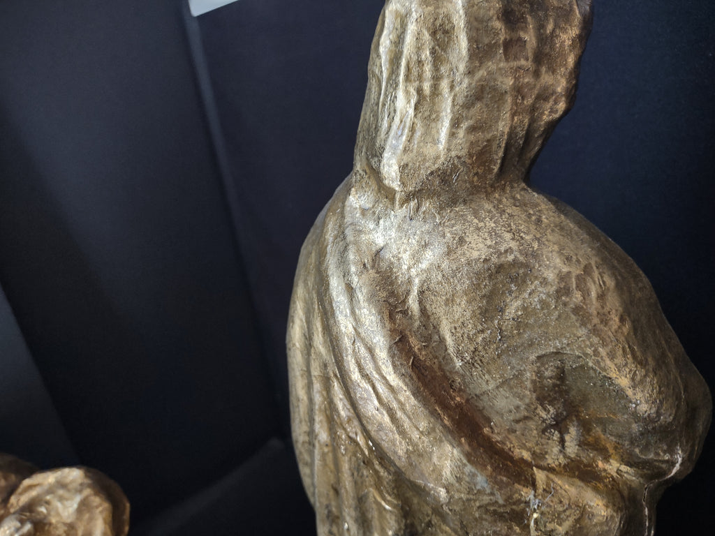 Christmas Paper Mache Joseph Mary Baby Nativity Golden Color 16" (lot 2183)