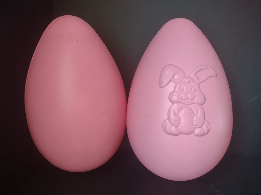 Vintage Blow Mold 2 x Easter Egg Pink 14"One has Embossed Bunny (lot 1475)