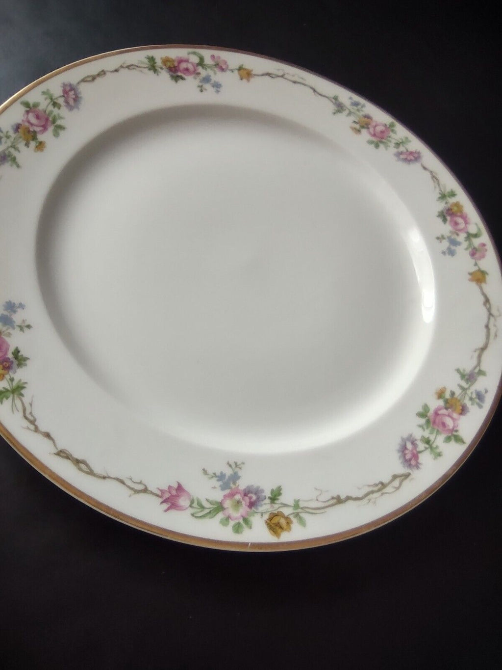 Vintage GDA Limoges Gold Trim Dinner Plate Summer Flower Garland (lot 689)