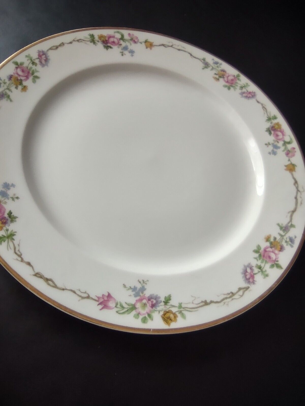 Vintage GDA Limoges Gold Trim Dinner Plate Summer Flower Garland (lot 689)
