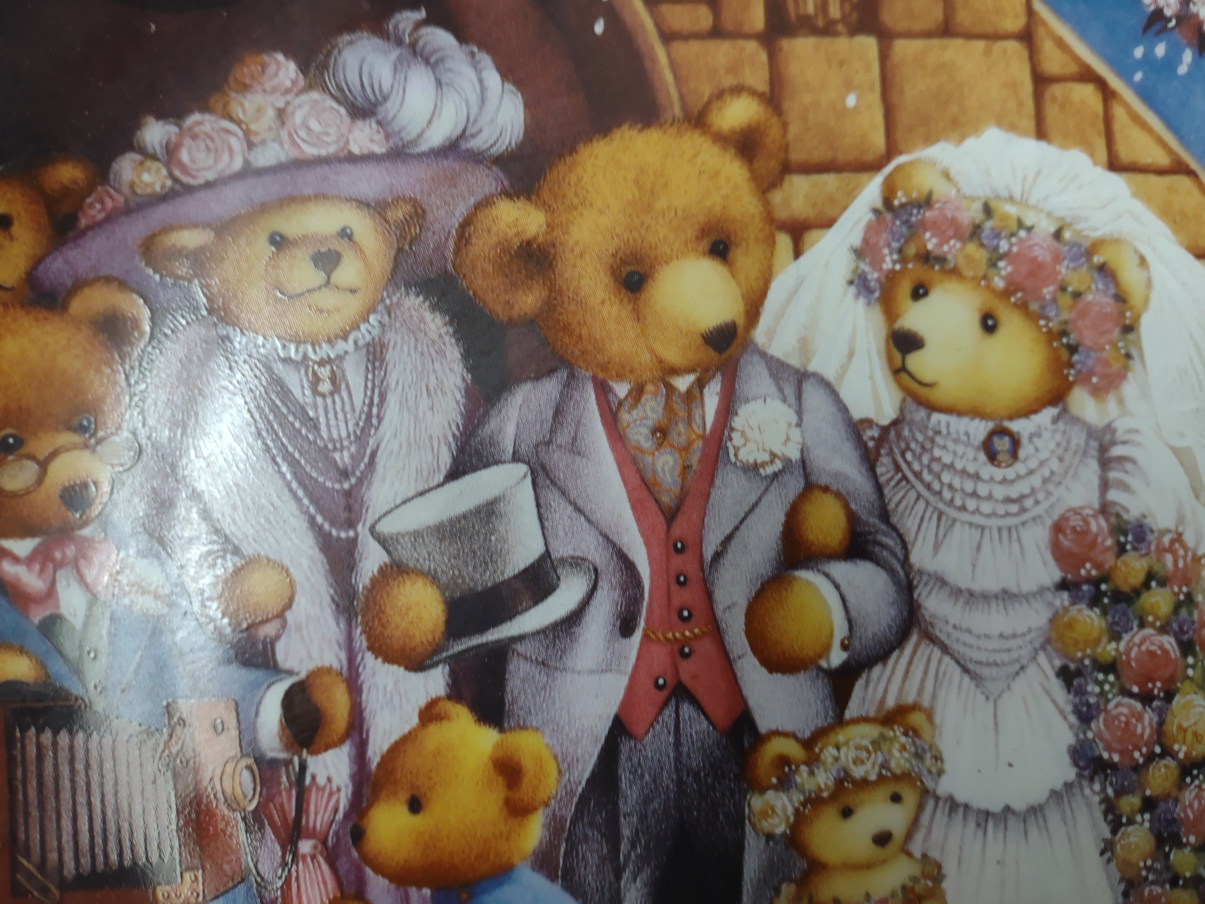 Vintage Wall Plate Franklin Mint Teddy Bear Wedding (lot 2787c)