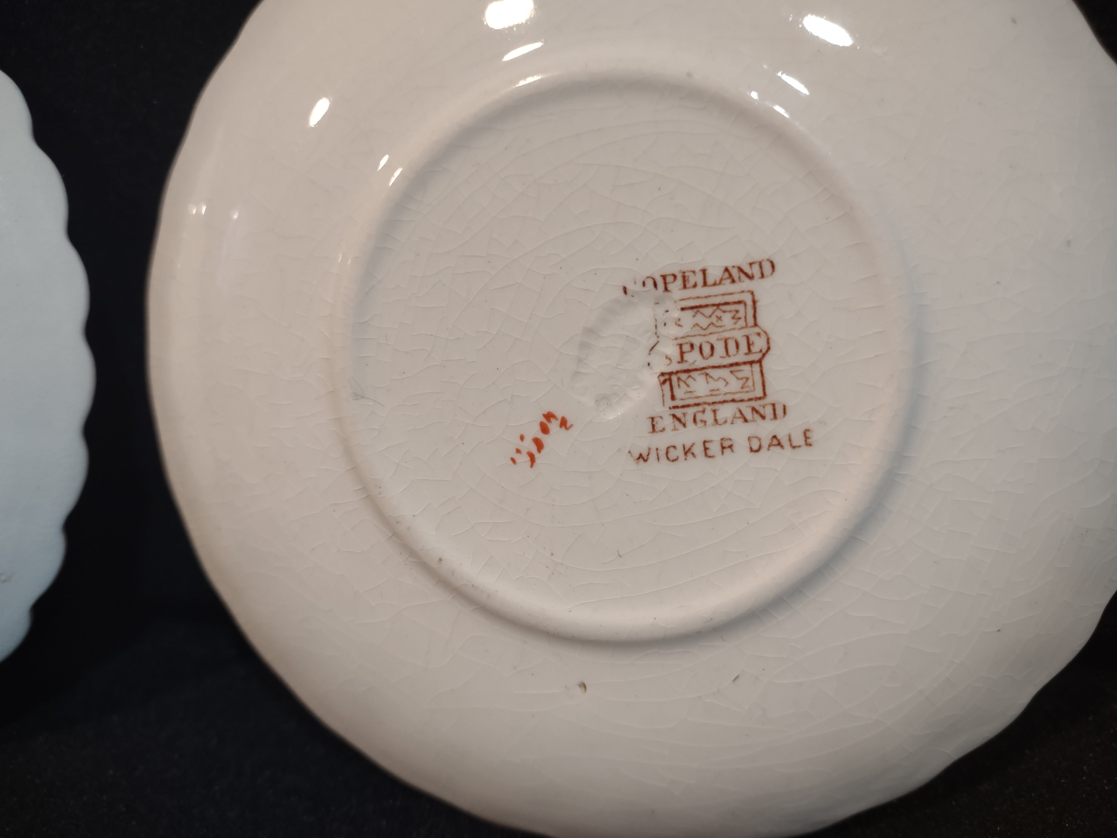 Vintage Spode Wicker Dale Demitasse Saucer x 2 Countryside Ironstone (lot 5754)