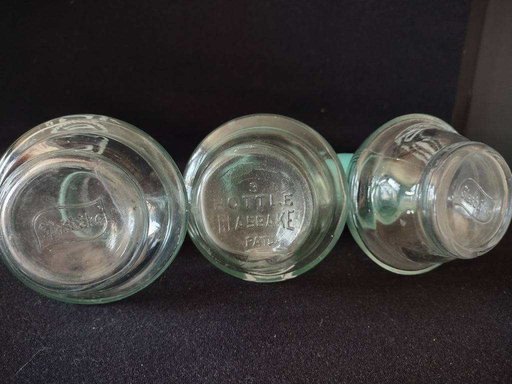 Vintage Hottle Carafe Clear Glass x 2 NO Lid Glasbake Letter S (lot 5251)