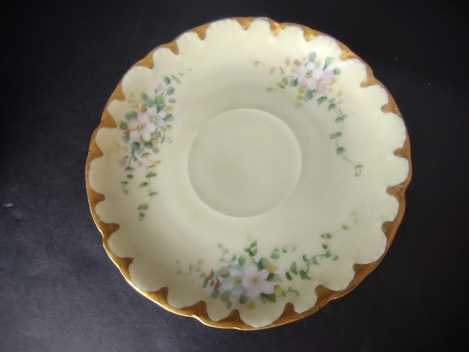 Vintage Malmaison Bavaria Gold Trim Teacup Bouillon Cup Yellow Floral (lot 756)